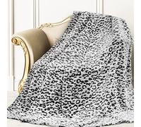 Manta con estampado de guepardo, suave y acogedora, manta de forro polar negro, ligera, afelpada, gris oscuro, estampado de leopardo, decoración de regalos de cumpleaños para cama, mujeres y hombres