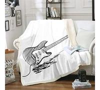 Manta con estampado de guitarra, para niños, adolescentes, con temática de música de rock, manta de forro polar, para colgar en la pared, para instrumentos musicales, manta de sherpa, doble 60 x 79 p