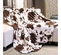 Manta con estampado de vaca, tamaño individual, manta suave de franela ligera, cálida y acogedora, ropa de cama de forro polar de vaca negra para sofá, regalos para adultos para todas las estaciones