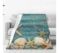 Manta con patrón de estrella de mar de concha ultra suave, manta de microforro polar de lujo para todas las estaciones, manta ligera de aire acondicionado, para ropa de cama, sofá, viajes, 40 x 30