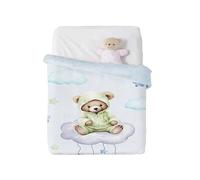 Manta Cuna Manterol Baby VIP 537 Oso DORMILON 110x140 CM (Celeste)