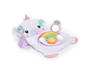 Manta de actividades Bright Starts Tummy Time Prop & Play Baby Activity Mat con cojín de apoyo y etiquetas: unicornio de 91,44 x 82,55 cm, para bebés de todas las edades