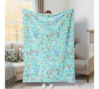Manta de aire caliente, diseño de bolas de aire, fantástica, juguetona, arcoíris, nube, primavera, aguamarina, manta de forro polar, suave, acogedora, decorativa, para sofá, cama, sillón reclinable