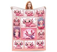 Manta de ajolote rosa, regalo para niños y adultos, suave, cálida, ligera, acogedora, bonita manta de animales para cama, sala de estar, sofá, decoración de cumpleaños, 60 x 80 pulgadas