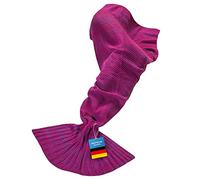 Manta de algodón Sirena | Colcha Manta de Peluche Saco de Dormir Manta de Lana Manta para el sofá Manta de Punto Manta de Sirena Manta para Dormir Aleta de Sirena Manta de Peluche (Rosa Rojo)