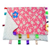 Manta de beb con etiqueta de conejo blanco de gran tama o, suave, de seguridad, para regalo de ni o peque o (55 x 45 cm)