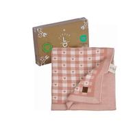 Manta de bebé a cuadros neutra de género de 30 x 40 pulgadas, corazón rosa, 100% algodón orgánico certificado GOTS, suave y ligera, diseño de patrón de nubes, perfecta para envolver