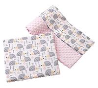Manta de bebé Con Almohada 100% Algodón Minky Cobija Infantil Grande Reversible 75x100+35x30cm Multifuncional para Camas y cochecitos Medi Partners