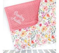 Manta de bebé personalizada con nombre, regalo de baby shower, manta floral para bebé, manta de recuerdo bordada, regalo personalizado para cumpleaños, baby shower, Navidad (75 x 100 cm)
