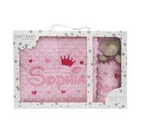 Manta de Bebe Personalizado con su Nombre Bordado, Manta de copito (Manta + DouDou)