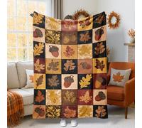 Manta de bellota, diseño de hojas rústicas, cuadradas, color marrón, acogedora, ligera, decorativa, para sofá, cama, silla, coche, oficina, escritorio, 40 x 60 pulgadas