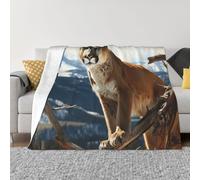 Manta de cama de 80 x 60 pulgadas, manta de franela de pantera y león de montaña para sofá, manta reversible de felpa suave y acogedora para sofá, camping, todas las estaciones
