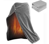 Manta de Chal con calefacción eléctrica USB, Mantón de Manta calefacción calefacción Capa cálida de Franela Ultra Suave, lavable a máquina 100X70cm(Color:Grey)