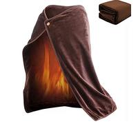 Manta de Chal con calefacción eléctrica USB, Mantón de Manta calefacción calefacción Capa cálida de Franela Ultra Suave, lavable a máquina 100X70cm(Color:Brown)