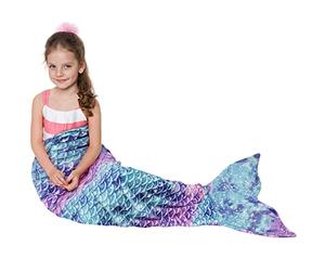 Manta de cola de sirena con clase de Cataluña, suave y cálido saco de dormir de forro polar, manta para acurrucarse, 155 x 50 cm, patrón de escamas de pez, cielo estrellado