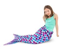 Manta de cola de sirena felpada para niñas y niños, Azul y verde, 140x60 cm