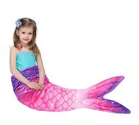 Manta de Cola de Sirena - Manta Súper Suave para Niña 140 x 60 cm Sirena Todas Las Estaciones Bolsa de Dormir Franela Regalo Cumpleaños Navidad (Morado & Rosa)
