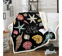Manta de Concha de Estrella de mar, Manta Sherpa con temática Marina del océano, para sofá, Silla, sofá, Colorida Criaturas Marinas, Manta de Forro Polar Hawaiana, Manta de Felpa cálida para decoraci