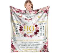 Manta de cumpleaños 30, diseño floral con rosas rosas rosas y texto dorado, manta decorativa de regalo, suave y cómoda, manta de cumpleaños, Navidad, cálida de invierno (90, 60 x 80 pulgadas)