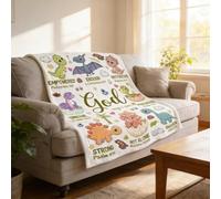 Manta de dinosaurio personalizada 2026, manta temática de Dios dice que soy, regalos significativos y pensados para niños pequeños, amigos (100 x 150 cm)