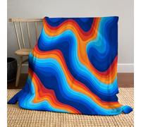 Manta De Felpa De Franela Rayas Onduladas De Color Azul Anaranjado, Abstracto Moderno Manta De Franela Suave Y Acogedora para Sofá Cama Oficina 220x240cm, Multicolor