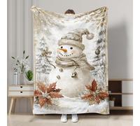 Manta de felpa de invierno con diseño de muñeco de nieve de Navidad, manta decorativa de hombre de nieve beige, forro polar suave y acogedor para sofá, camping, viajes, temporada de vacaciones, 40 x