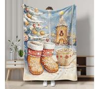 Manta de felpa de invierno del país de las maravillas, manta de decoración navideña de colores cálidos y cremosos, forro polar suave para sofá, viajes, camping, decoraciones de Navidad, comodidad