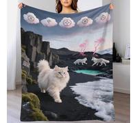 Manta De Felpa Persa, Manta para Sofá con Diseño De Persa Islandia Playa Suavidad Superior Regalo para Niñas, Niños, Adultos, 50x60inch(127x152cm)