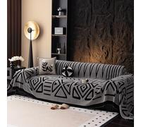 Manta de felpilla para sofá, funda geométrica para sofá de 2 a 3 plazas, 71 x 134 pulgadas, gris oscuro, funda suave y elegante