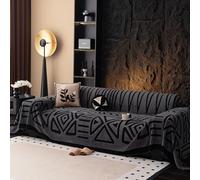 Manta de felpilla para sofá, funda geométrica para sofá de 2 a 3 plazas, 71 x 134 pulgadas, gris oscuro, funda suave y elegante