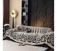 Manta de felpilla para sofá, funda geométrica para sofá de 2 a 3 plazas, 71 x 134 pulgadas, gris oscuro, funda suave y elegante