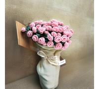 Manta de flores de ganchillo con ramo de rosas terminado, rosas hechas a mano, manta de campanilla, mantas tejidas suaves, regalo para el Día de la Madre, aniversario, cumpleaños(Pink rose on Beige,Di