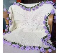 Manta de flores de ganchillo, hecha a mano, diseño floral de punto romántico suave, kit de punto o producto terminado