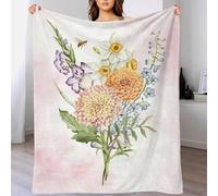 Manta de Flores para el Día de la Madre y Navidad, cálida y Extra Suave, Ideal para la Cama de tu Pareja, Esposo, Esposa, Hombres y Mujeres, 150 x 200 cm.