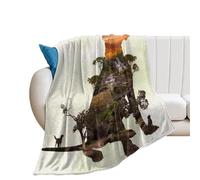 Manta De Forro Abstract Puppy Dog Silhouette Rustic Nature Landscape Sunset Waterfall Dog Manta De Franela Cómoda Mantas Cálida Frazada para Habitacion Descanso Dormitorio S