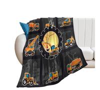 Manta De Forro Cartoon Construction Truck Cute City Building Heavy Machinery Excavator Crane Vehicle Car Frazada Súper Suave Mantas Clásica Manta De Franela para Viaje Dormitorio Habitacion S