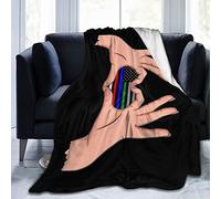Manta De Forro Holding A Heart United States Thin Line Green Blue Red Flag Mantas Súper Suave Frazada Clásica Manta De Franela para Habitacion Dormitorio Viaje M