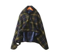 Manta de forro polar a cuadros de poliéster con botón para invierno, manta cálida en sofá, cama, viaje, dormitorio, manta a cuadros (B)
