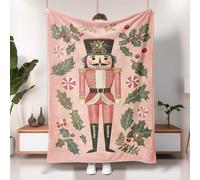 Manta de forro polar con diseño de cascanueces, manta decorativa de cascanueces de Navidad, suave, acogedora y cálida para sofá, cama, todas las estaciones, 60 x 80 pulgadas