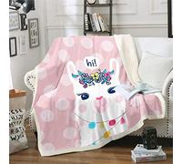 Manta de forro polar con diseño de llama, para niños, niñas, lunares, sherpa, manta decorativa de dibujos animados, llama, alpaca, manta de felpa con temática de animales 3D, para sofá cama, bebé, 30