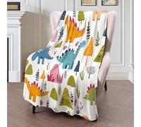 Manta De Forro Polar Con Diseño Dinosaurio Árbol Animales De Dibujos Animados Para Sofá Cama,Mante De Forro Polar Sherpa 3D Amarillo Azul Desenfadados,Decoración De Habitación Infantil,150X200Cm