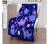 Manta De Forro Polar Con Diseño Dinosaurio Astronauta Animales De Dibujos Animados Para Sofá Cama,Mante De Forro Polar Sherpa 3D Azul Oscuro Desenfadados,Decoración De Habitación Infantil,220X240Cm