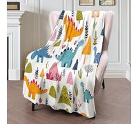 Manta De Forro Polar Con Diseño Dinosaurio De Montaña Animales De Dibujos Animados Para Sofá Cama,Mante De Forro Polar Sherpa 3D Azul Amarillo Desenfadados,Decoración De Habitación Infantil,130X150Cm