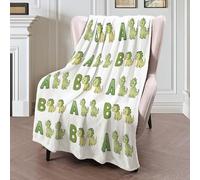 Manta De Forro Polar Con Diseño Dinosaurio Del Alfabeto Animales De Dibujos Animados Para Sofá Cama,Mante De Forro Polar Sherpa 3D Verde Desenfadados,Decoración De Habitación Infantil,130X150Cm