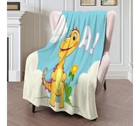 Manta De Forro Polar Con Diseño Dinosaurio Flor Animales De Dibujos Animados Para Sofá Cama,Mante De Forro Polar Sherpa 3D Amarillo Azul Desenfadados,Decoración De Habitación Infantil,130X150Cm