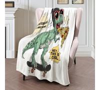 Manta De Forro Polar Con Diseño Patineta,Gafas De Sol,Dinosaurio Animales Geniales Para Sofá Cama,Mante De Forro Polar Sherpa 3D Verde Desenfadados,Decoración De Habitación Infantil,130X150Cm
