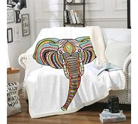 - Manta de forro polar con estampado de elefante, estilo exótico, para sofá, sofá, étnico, animal salvaje, manta colorida tribal cálida y difusa decoración de la habitación del bebé, 76 x 40 pulgadas