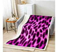 Manta de forro polar con estampado de leopardo para niñas, de lujo, con estampado de guepardo rosa, para cama, sofá, mujeres, adolescentes, safari, animal salvaje, manta Sherpa rosa, negro, cálida, p