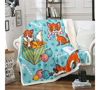 Manta de forro polar con estampado de zorro de dibujos animados para niños y niñas, con bonito patrón de animales, manta mullida para sofá, cama, sofá, bebé, 30 x 40 pulgadas