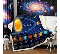 Manta de forro polar con sistema solar Sherpa para niños, niñas y planetas, manta de felpa para sofá cama, sofá cama, sofá, bebé, 30 x 40 pulgadas